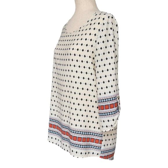 Firuzé Aztec Pattern Long Sleeve Blouse Full Zippered Back, Women’s Medium - Picture 3 of 7